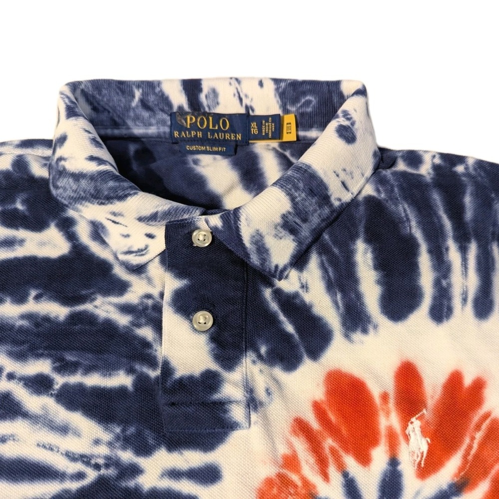 Polo Ralph Lauren Mens Polo Custom Slim Fit Tie-Dye America USA 4th of July XL - Picture 3 of 7